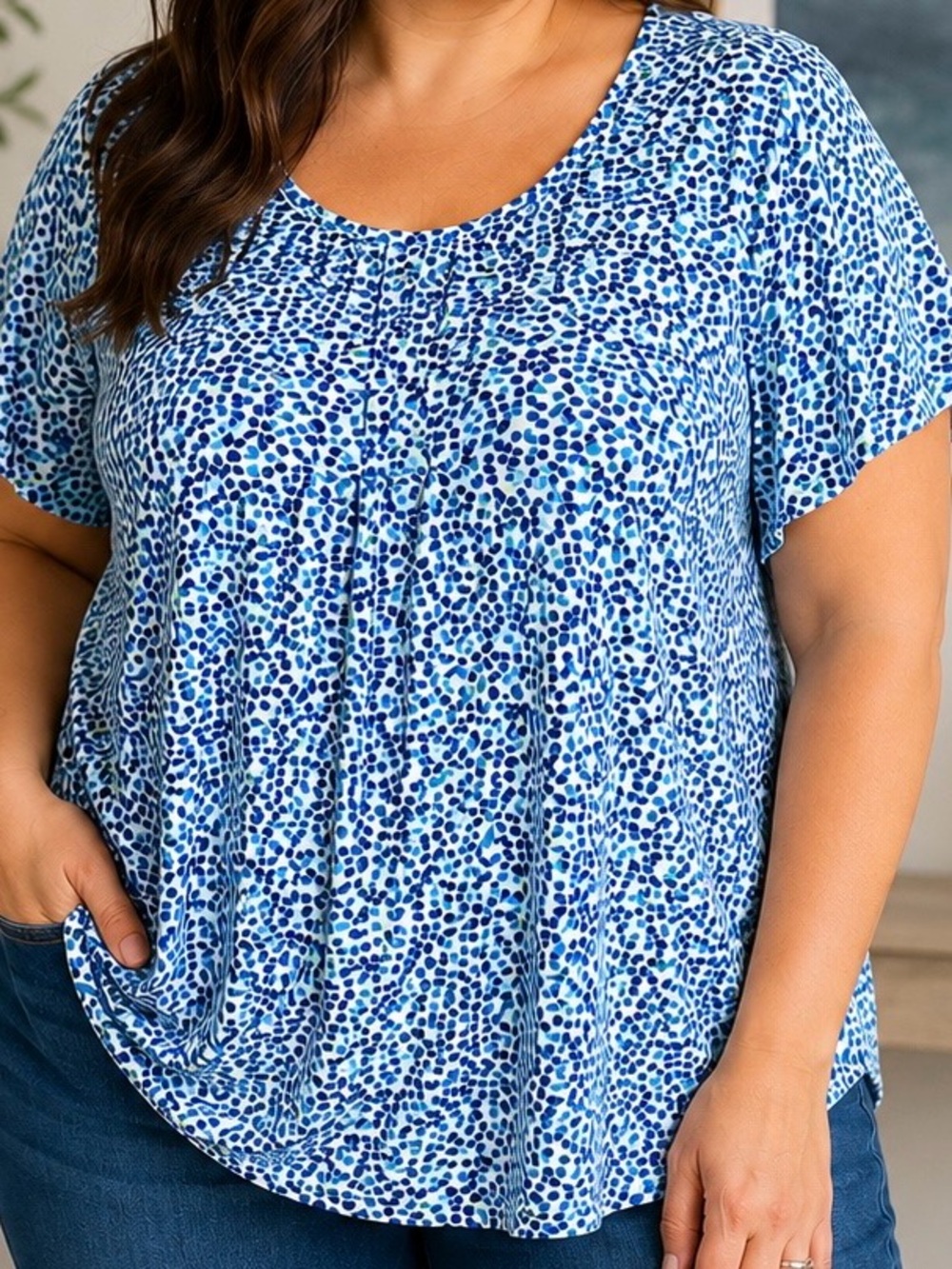 Philosophy Woman 2X Blue Teal Floral Print High Low Top